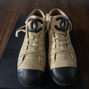 Chanel Lambskin Patent Cap Toe CC Sneakers